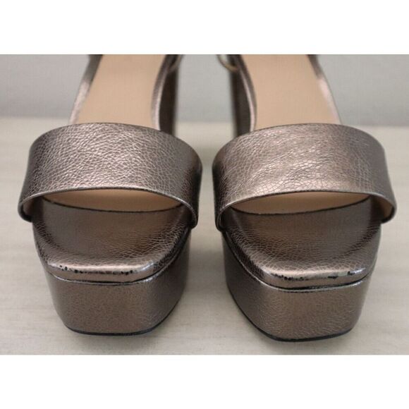 Banana Republic Women's Sz 8 Pewter/Gray Leather Platform Dress Heels - Picture 12 of 13